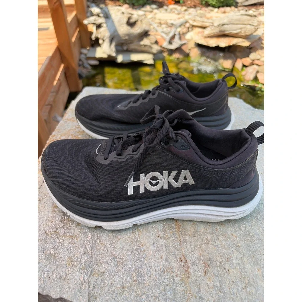 Hoka Gaviota 5 Wide Black White Mens 8.5 2E Stability Running Shoes 1134234 BWHT